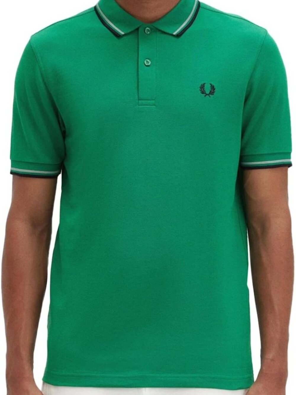 Mens Fred Perry Green Twin Tipped Polo Shirt